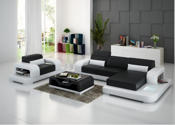 Leren bankstel woonlandschap hoekbank L-vorm fauteuil set meubels modern bankstel G8006E