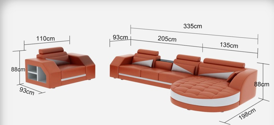 Leren bankstel Bank Woonlandschap Hoekbank + Fauteuil Set Design Bank G8018E