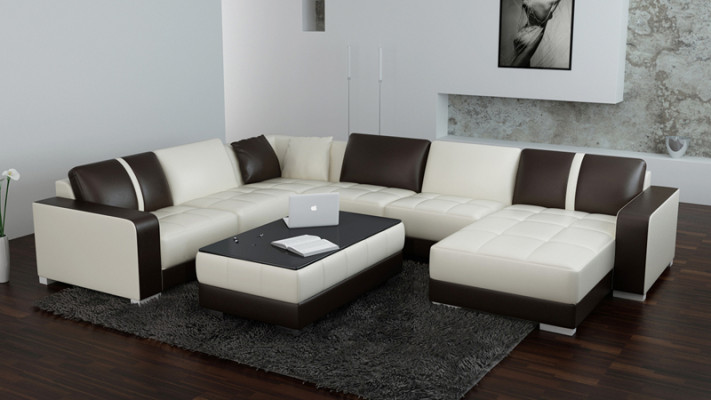Leren bank bank woonlandschap hoekbank hoekstelontwerp modern bank met USB