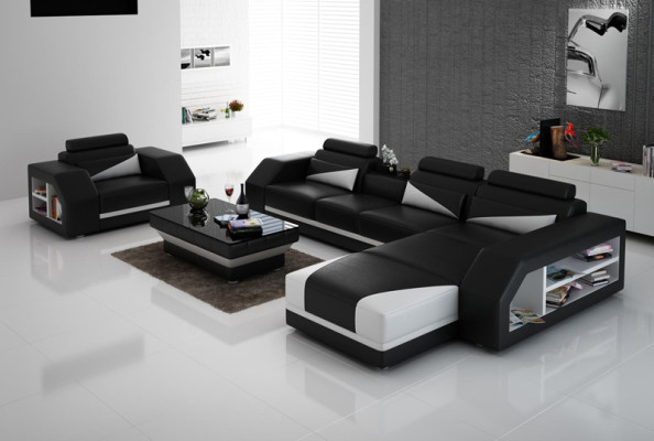 Leren bankstel bank woonkamer hoekbank L-vorm design moderne bank nieuw G8018F