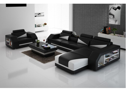 Leren bankstel bank woonkamer hoekbank L-vorm design moderne bank nieuw G8018F