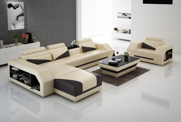 Leren bankstel bank woonkamer hoekbank L-vorm design moderne bank nieuw G8018F