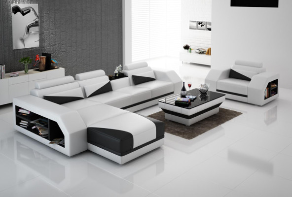 Leren bankstel bank woonkamer hoekbank L-vorm design moderne bank nieuw G8018F