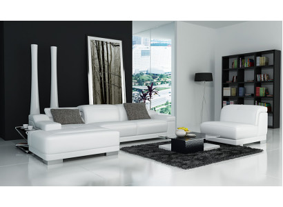 Ledersofa Bank Bank Woonlandschap Hoekbank Hoek Set Ontwerp + Fauteuil K5002D