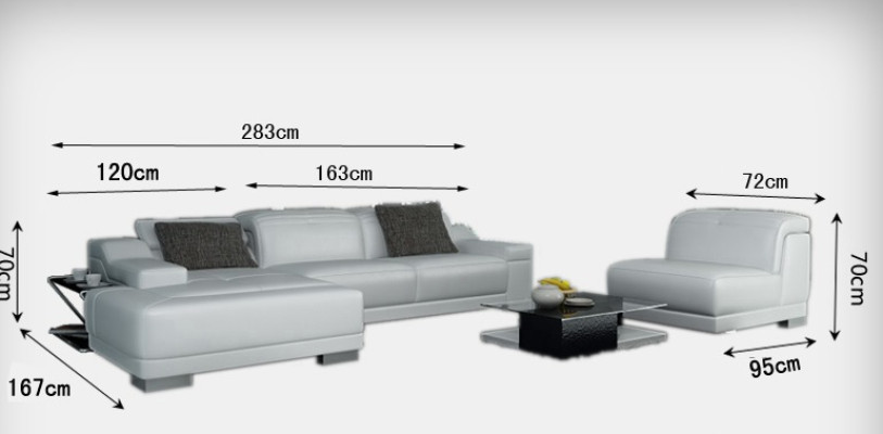 Ledersofa Bank Bank Woonlandschap Hoekbank Hoek Set Ontwerp + Fauteuil K5002D