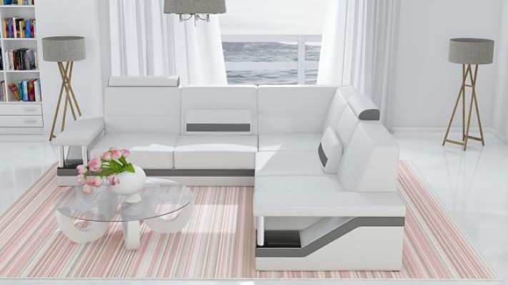 Leren bank hoekbank bank bank poster hoekbank bank stof leren set nieuw