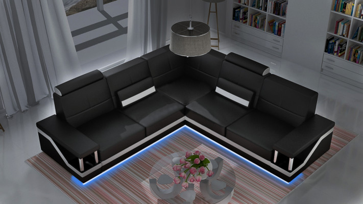 Leren bank hoekbank bank bank poster hoekbank bank stof leren set nieuw