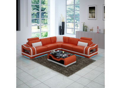 Lederen bank Bank Bank Woonlandschap Hoekbank Hoek Modern Design Set