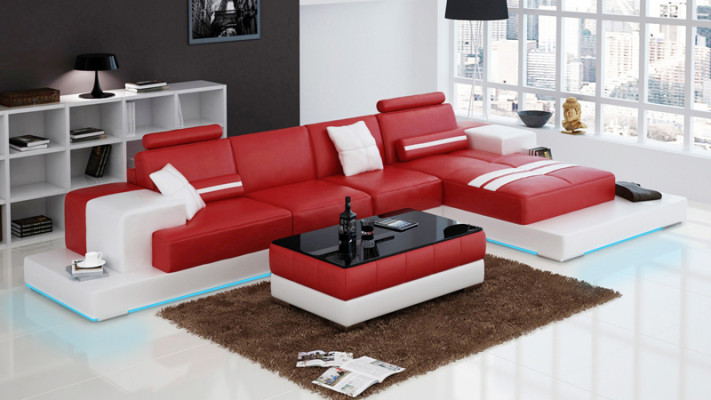 Exclusieve elegante hoekbank in L-vorm rood design voor stijlvolle woonruimtes