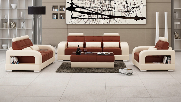 Leren bank Bank Bankstel 3+2+1 zits set Modern design bankstel