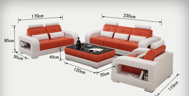 Leren bank Bank Bankstel 3+2+1 zits set Modern design bankstel