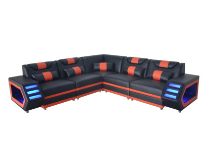 Ontwerp Lederen Bekleding Hoekbank Bank Bekleding Hoek Landschap Woonbank USB LED