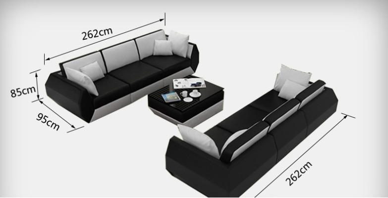 Leren bank Bank bankstel 3+3 zits bankstel Ontwerp Modern Bankstel USB Nieuw