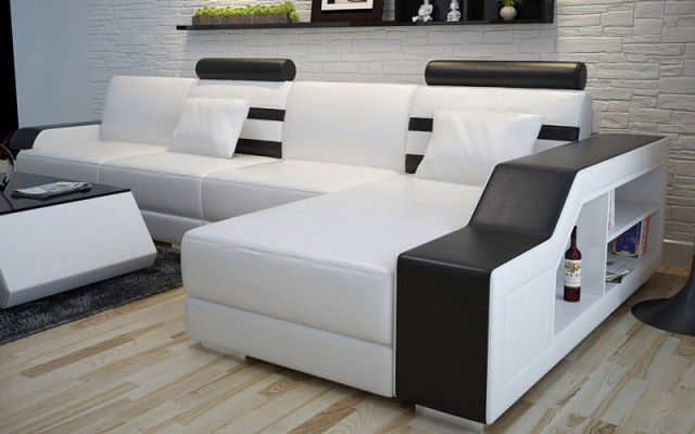 Lederen bank op maat Grote bank Woongebied Hoekbank Set Designbank met USB Nieuw