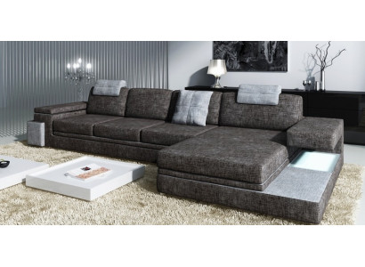 Design leren bank Bank met USB-bekleding woonlandschap hoekstel textiel Tachau