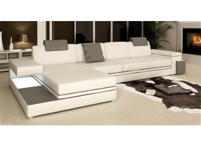 Hoekbank met USB Bank Bank Woonlandschap Zit Hoek Garnituur Leer Textiel PHM88