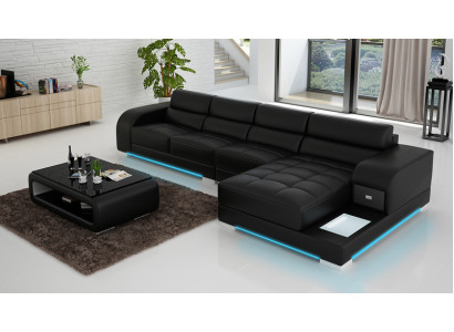Stijlvol ontwerp. De zwarte L-vormige bank voor verfijning en comfort.