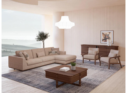 Nieuwe bankstel woonkamer ontwerper 2x fauteuil luxe beige meubilair