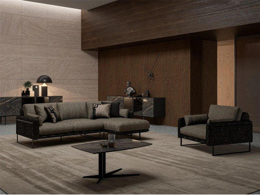 Luxe bankstel bankbank L-vorm gestoffeerde meubels fauteuil ontwerper salontafel