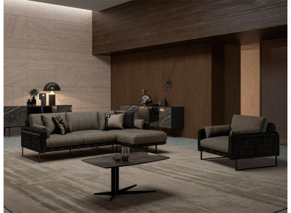 Luxe bankstel bankbank L-vorm gestoffeerde meubels fauteuil ontwerper salontafel