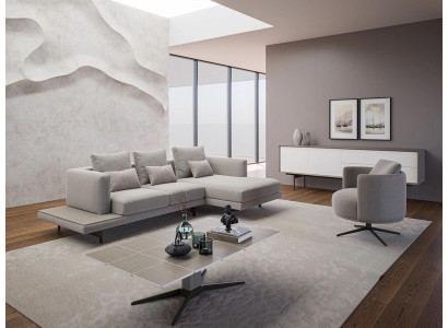 Woonkamerbank hoekbank L-vorm Nieuw fauteuil luxe houten salontafel - Woonkamerbank hoekbank L-vorm Nieuwe fauteuil luxe houten salontafel