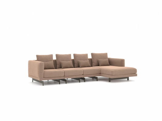 Beige gestoffeerd meubilair Luxe hoekbank Loungebank L-vorm designer interieur