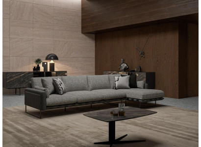 Textiel gestoffeerde design hoekbank L-vorm luxueuze salontafel woonkamer