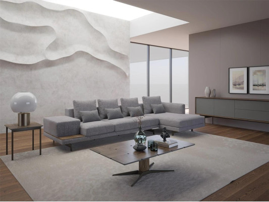 Hoekbank L-vorm Grijs Woonkamer Design Meubels Hoekstuk Nieuw