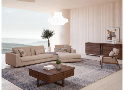 Ontwerper Beige Bankstellen L-vormige Gestoffeerde meubels Hoekbank Nieuwe Luxe Fauteuil Woonkamer