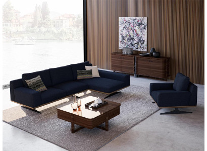 Moderne Blau Designer Woonkamer Inrichting Gestoffeerde Bank Luxe Bekleding Textiel