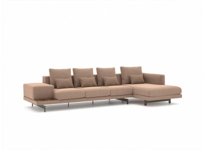 Luxe beige hoekbank L-vorm gestoffeerde meubels woonkamer designmeubels.
