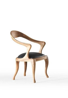 Moderne houten eetkamerstoel, design fauteuil, luxe stoelen