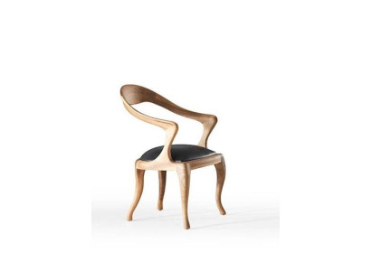 Moderne houten eetkamerstoel, design fauteuil, luxe stoelen