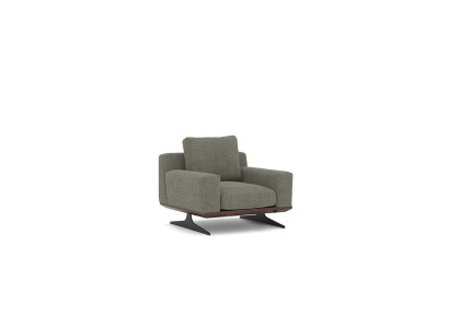 Luxe designstoel Moderne gestoffeerde fauteuil Grijs textiel zitting Nieuw