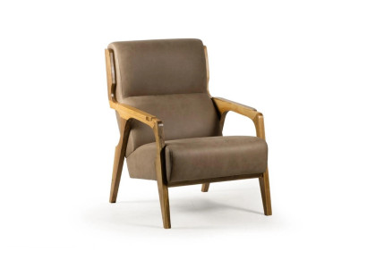 Ontwerp Grijze Fauteuil Woonkamer Gestoffeerd Leer Luxe Zitmeubels