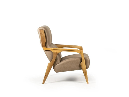 Ontwerp Grijze Fauteuil Woonkamer Gestoffeerd Leer Luxe Zitmeubels