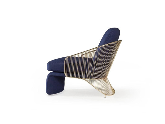 Blauwe zitmeubels luxe fauteuil inrichting woonkamer designer meubels