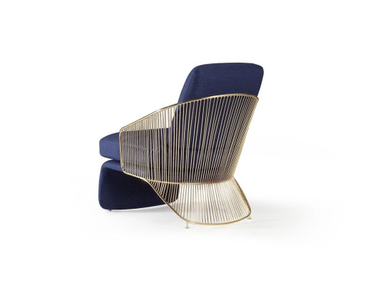 Blauwe zitmeubels luxe fauteuil inrichting woonkamer designer meubels