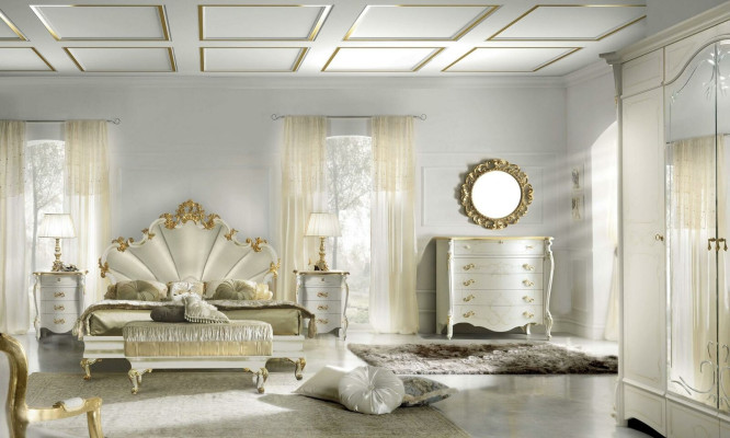 Klassiek bed barok rococo hotelbedden gestoffeerd bed tweepersoonsbed Italiaanse meubels