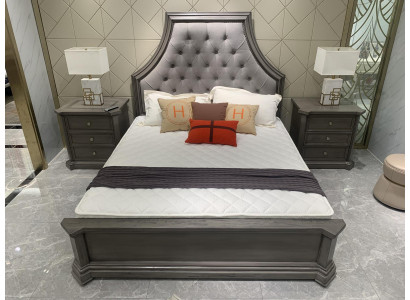 Tweepersoonsbed Bed Bedframe Bedden Huwelijksbed Gestoffeerd bed Hout Meubels Kleur grijs