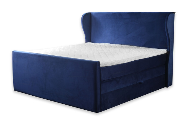 Designer-tweepersoonsbed in moderne stijl met minimalistische elementen.