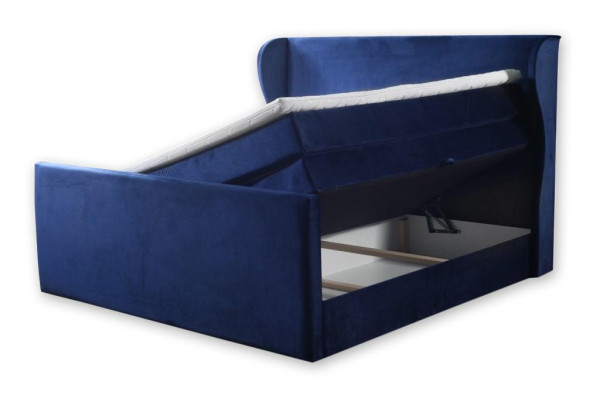 Designer-tweepersoonsbed in moderne stijl met minimalistische elementen.