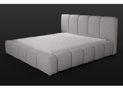 Bed grijs Tweepersoonsbed Slaapkamer Hout Meubel Ontwerp Bekleed Stof Nieuw