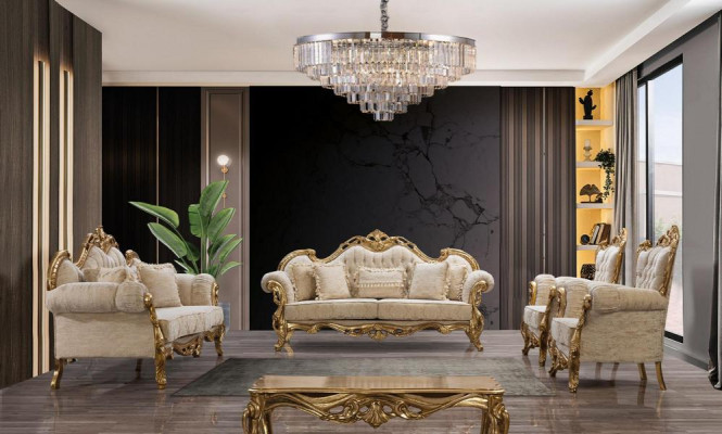 Bankstel 3-zitsbanken met salontafel Ontwerpers sofa's Woonkamer designmeubelen