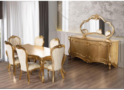 Eetkamerset Tafel 6x Stoelen Dressoir Spiegel Eetgroep 9-delig