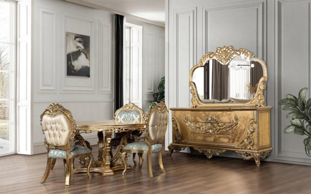 Compleet set eettafel + 4 stoelen eethoek set eetgroep tafel tabellen 5-delige