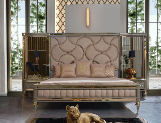 Ontwerper slaapkamer set tweepersoonsbed nachtkastjes dressoir met premium spiegel