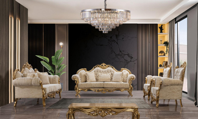 Sofa set 3311 Zit set Design Bank Bekleed Banken Bank Klassieker Luxe