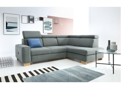 Moderne hoekbank met stoffen bekleding, slaapbank, bank bestellen, bekleding.