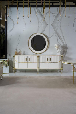 Dressoirkast hoogglans meubel hout luxe dressoir sideboard met spiegel luxe